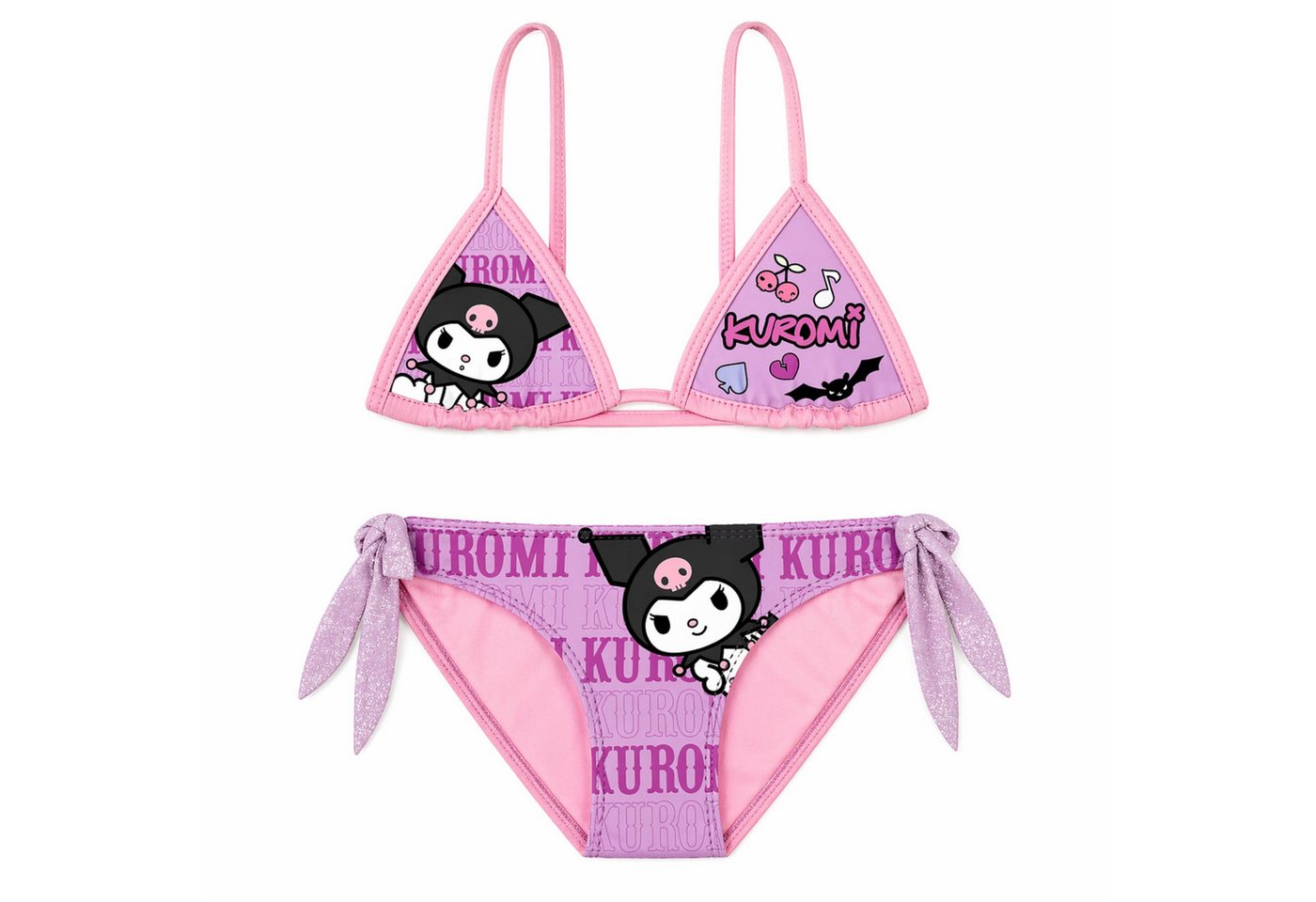 SANRIO Bügel-Bikini Kuromi Kinder Bikini Set Polyester Sommer Bademode Schwimmbekleidung