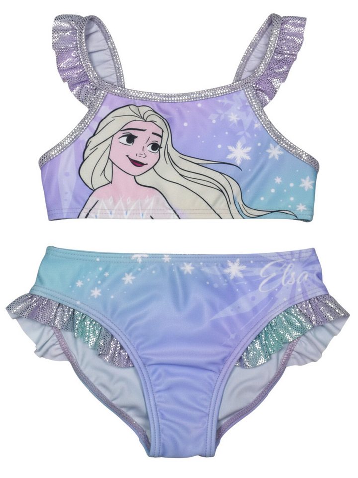 United Labels® Bustier-Bikini Die Eiskönigin Bikini Rüschen Mädchen Elsa Frozen Zweiteiler Lila