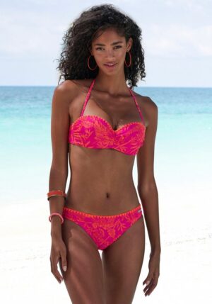 Venice Beach Bügel-Bandeau-Bikini Kensi mit kontrasfarbener Häkelkante